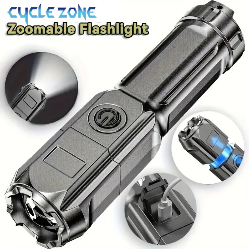 Outdoor Adventure Zone - Portable LED Flashlight USB Rechargeable Flashlight